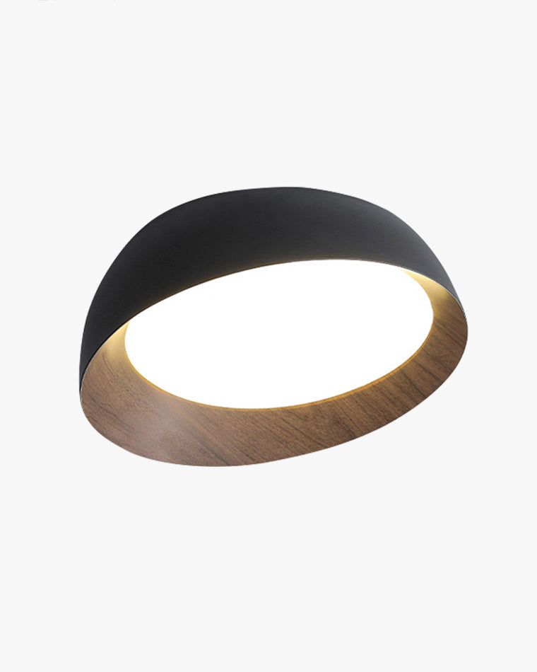 Plafonnier Rond Asymétrique Finition Bois – Ø32 à 50 cm