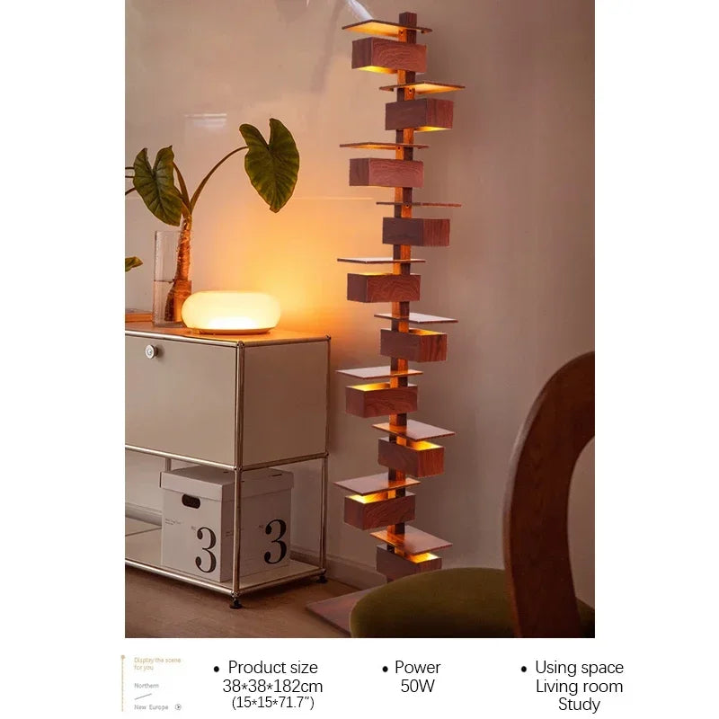 Grand lampadaire LED - Design Bois