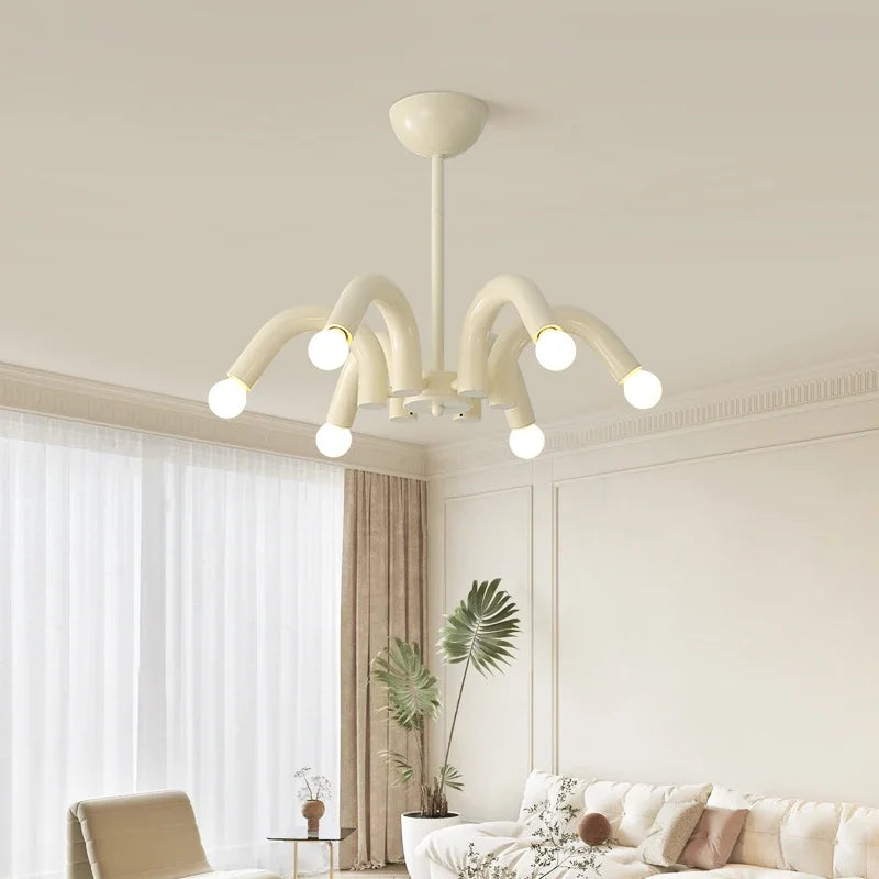 Plafonnier luminaire LED nordique beige - Finition brillant