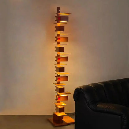 Grand lampadaire LED - Design Bois