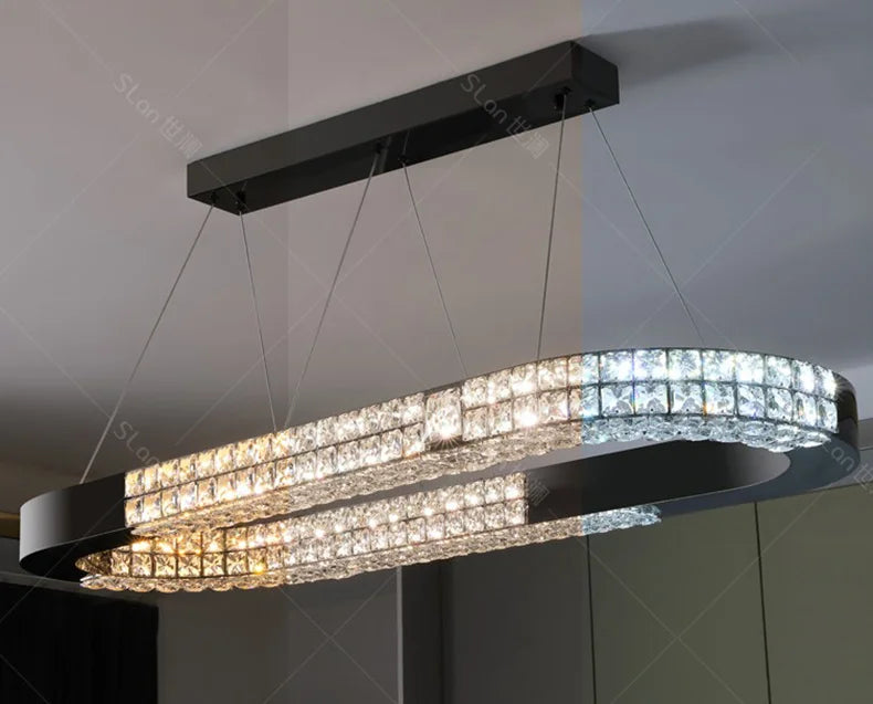 Grand lustre design de salle a manger - Verre et métal