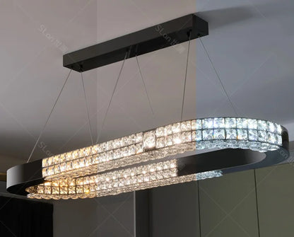 Grand lustre design de salle a manger - Verre et métal