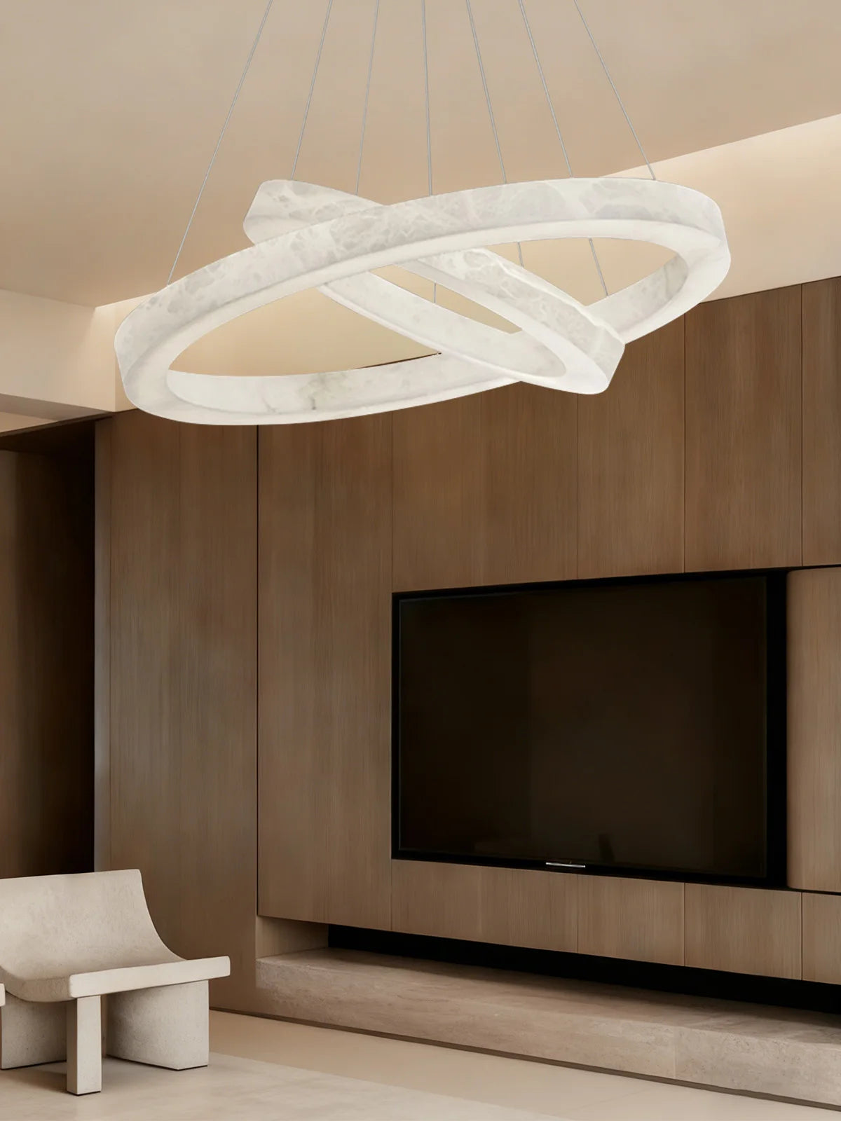 Suspension Anneaux LED Marbre
