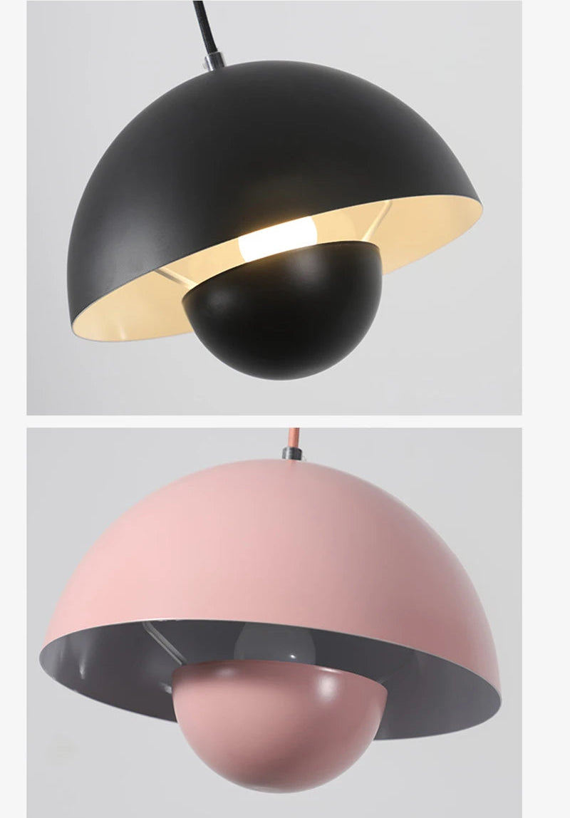 Suspension LED Minimaliste Abat Jour en Champignon - Finition brillant laqué