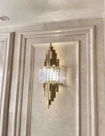 Applique Murale Art Déco Or Et Verre Cristal E14 Élégante
