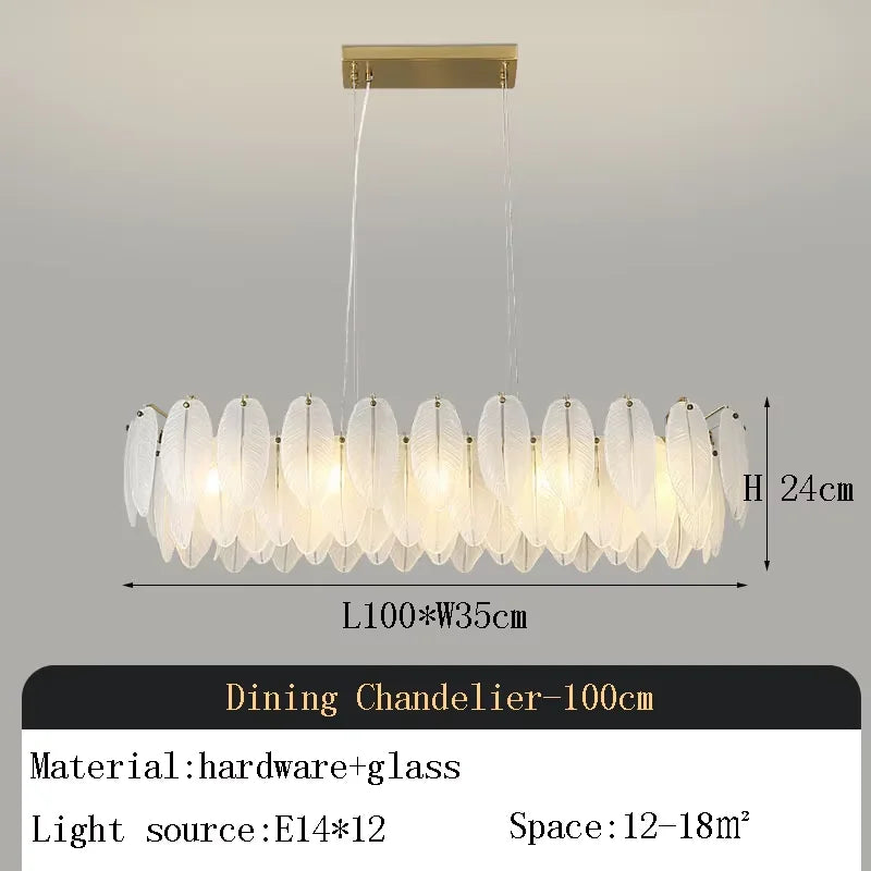 Lustre Plumes En Verre Blanc