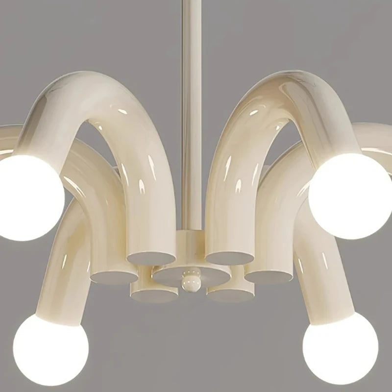Plafonnier luminaire LED nordique beige - Finition brillant