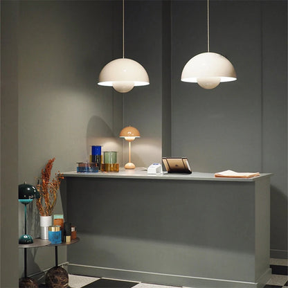Suspension LED Minimaliste Abat Jour en Champignon - Finition brillant laqué