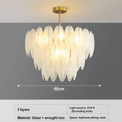 Lustre Plumes En Verre Blanc