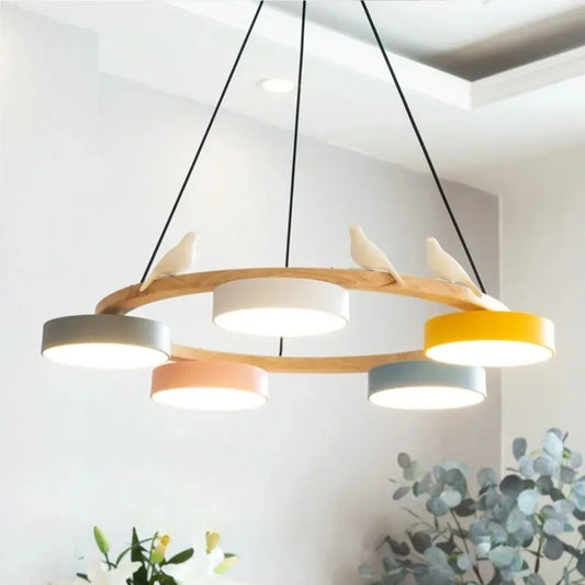 Lustre pour table de cuisine nordique avec oiseaux