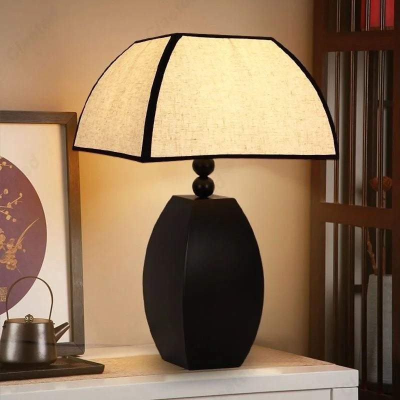 Lampe de Table Ajourée Noire - Japonais Zen