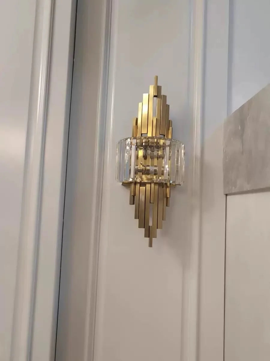 Applique Murale Art Déco Or Et Verre Cristal E14 Élégante