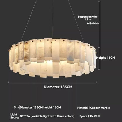 Lustre En Marbre Blanc Design Base G9 Cuivre Poli Suspension