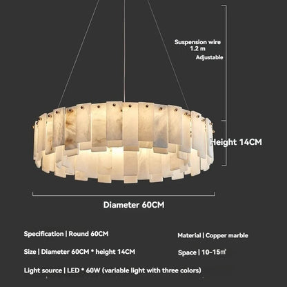 Lustre En Marbre Blanc Design Base G9 Cuivre Poli Suspension
