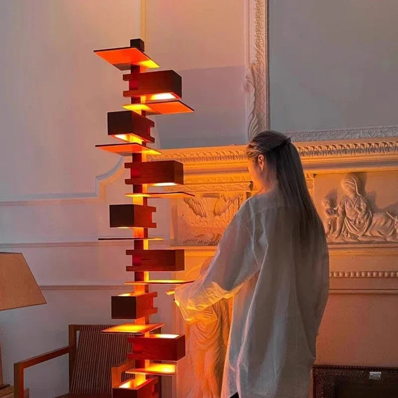Grand lampadaire LED - Design Bois