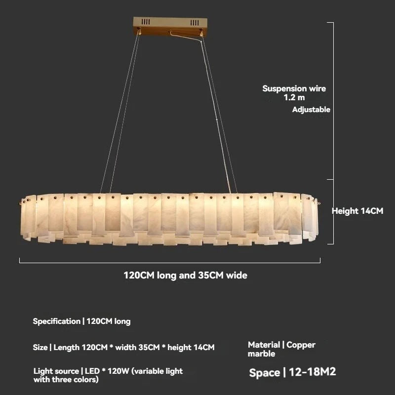 Lustre En Marbre Blanc Design Base G9 Cuivre Poli Suspension