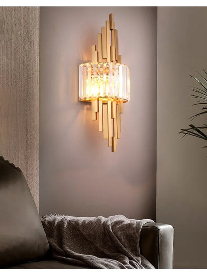 Applique Murale Art Déco Or Et Verre Cristal E14 Élégante