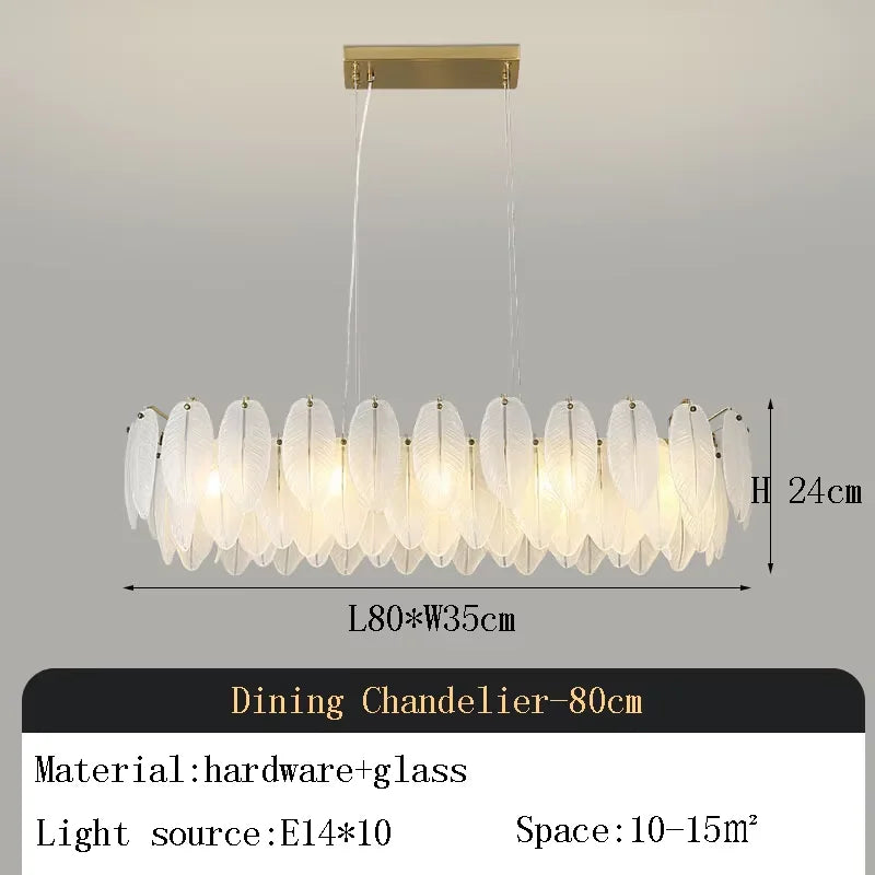 Lustre Plumes En Verre Blanc
