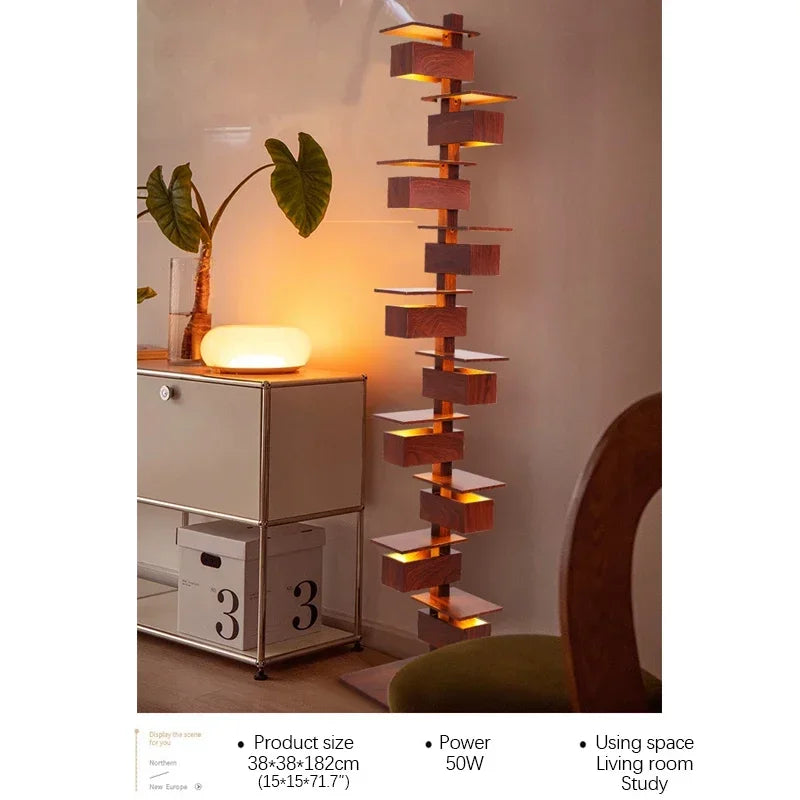 Grand lampadaire LED - Design Bois