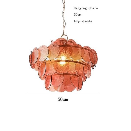 Lustre en Verre Rouge pour Cuisine - Luminaire Vintage Retro