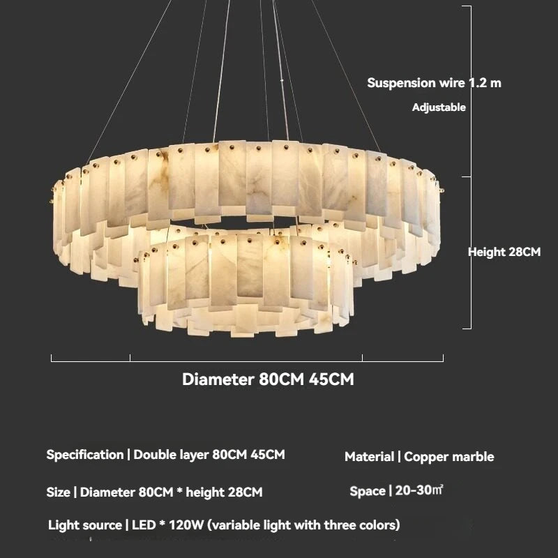 Lustre En Marbre Blanc Design Base G9 Cuivre Poli Suspension
