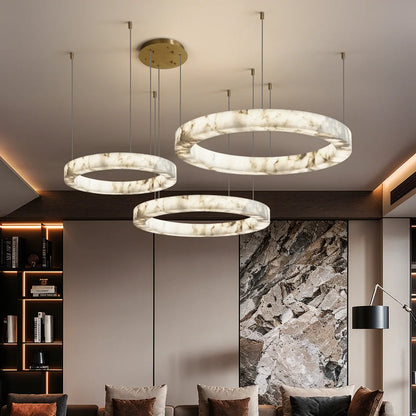 Suspension Anneaux LED Marbre