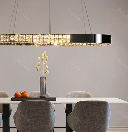 Grand lustre design de salle a manger - Verre et métal
