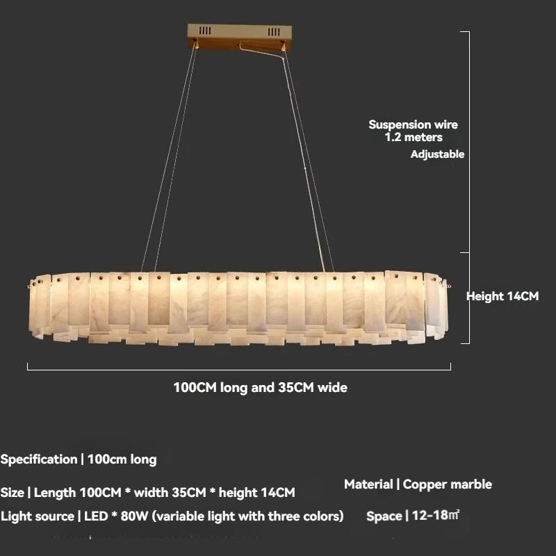 Lustre En Marbre Blanc Design Base G9 Cuivre Poli Suspension