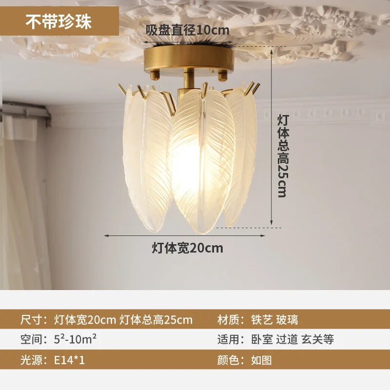 Lustre Plumes En Verre Blanc