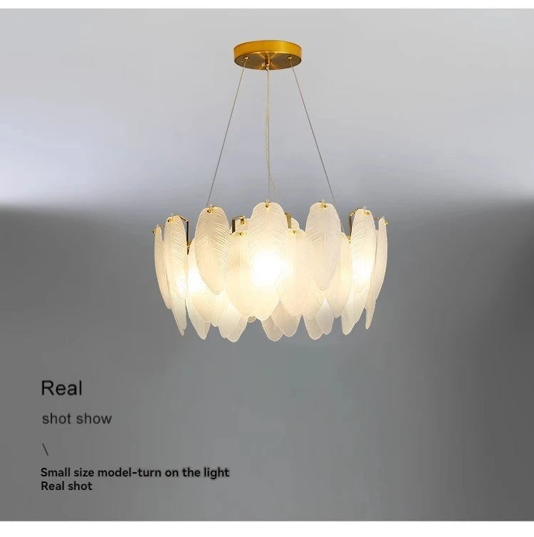 Lustre Plumes En Verre Blanc