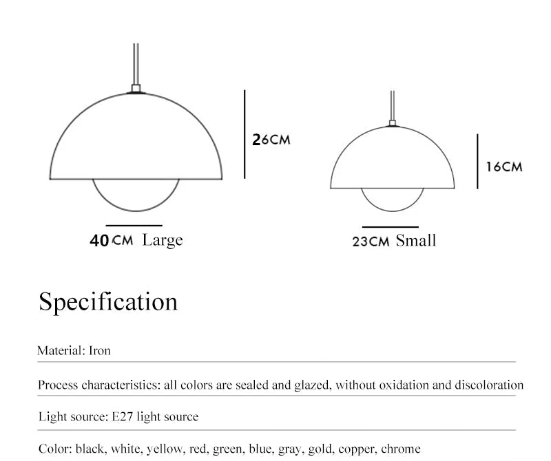 Suspension LED Minimaliste Abat Jour en Champignon - Finition brillant laqué