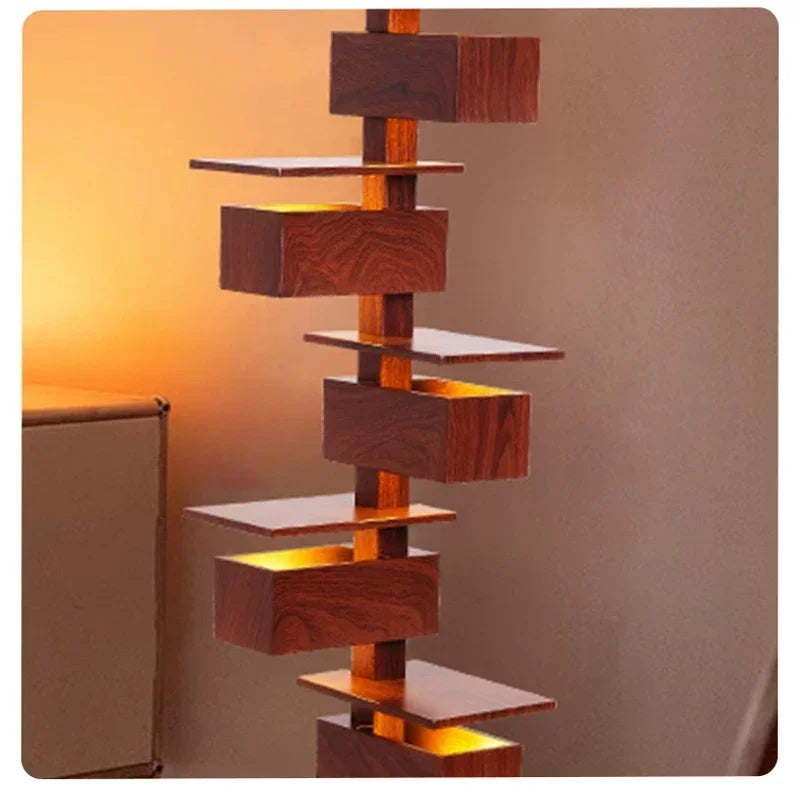 Grand lampadaire LED - Design Bois