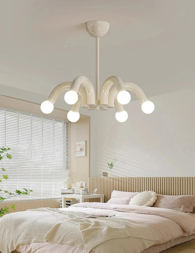 Plafonnier luminaire LED nordique beige - Finition brillant