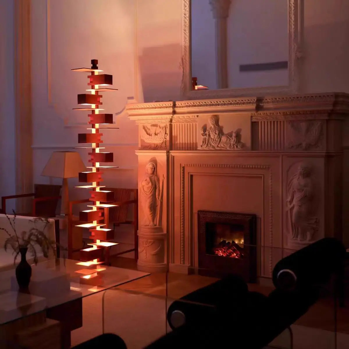 Grand lampadaire LED - Design Bois