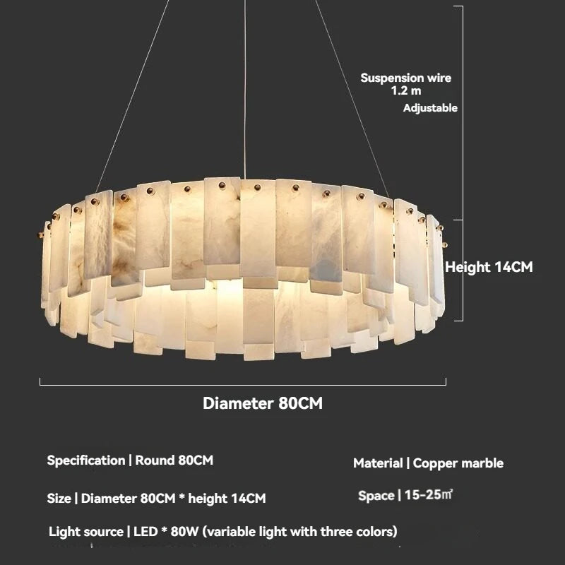 Lustre En Marbre Blanc Design Base G9 Cuivre Poli Suspension
