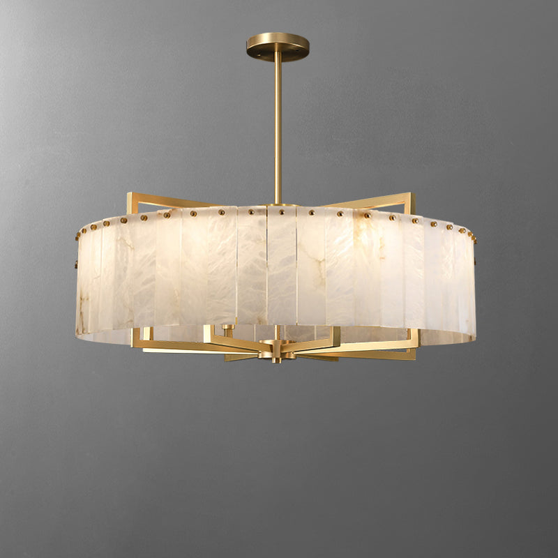 Round Mineral Gold Chandelier