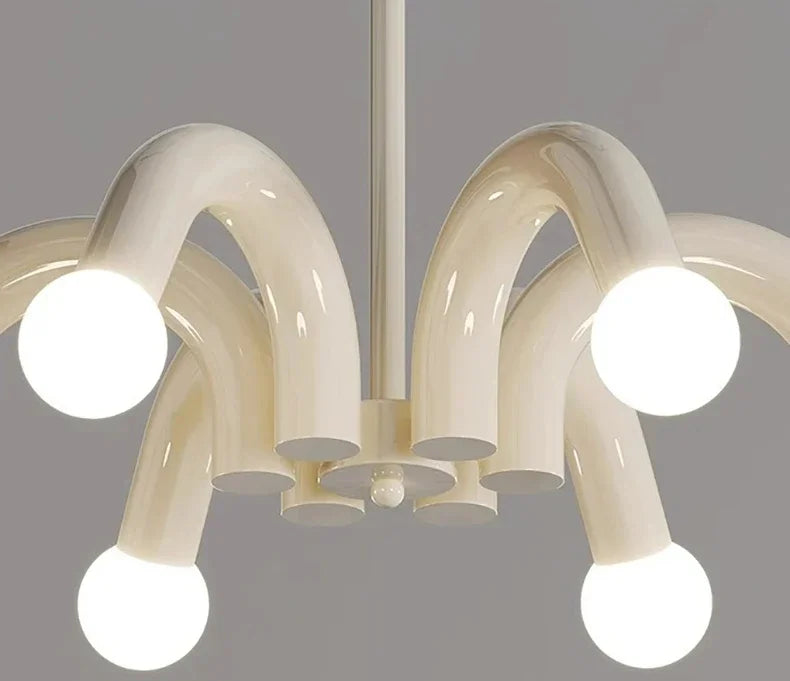 Plafonnier luminaire LED nordique beige - Finition brillant