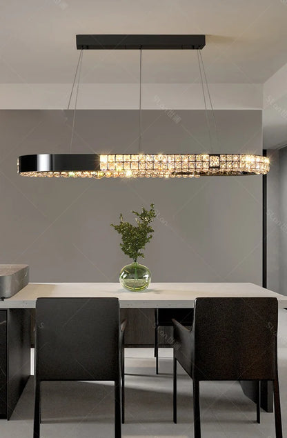 Grand lustre design de salle a manger - Verre et métal
