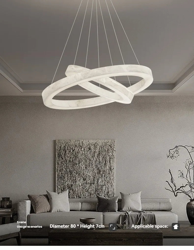 Suspension Anneaux LED Marbre