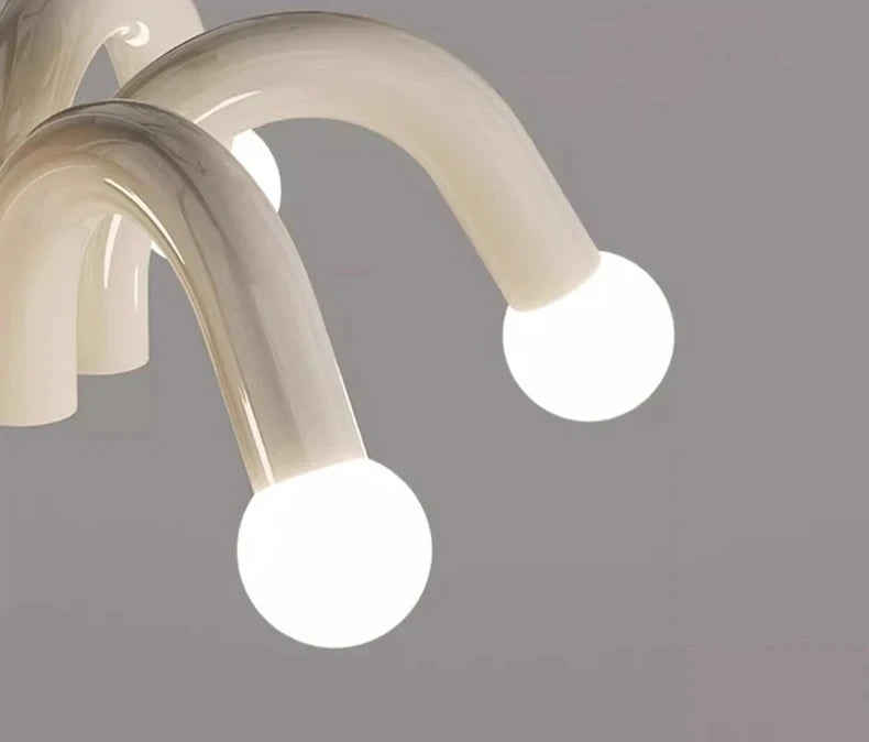 Plafonnier luminaire LED nordique beige - Finition brillant