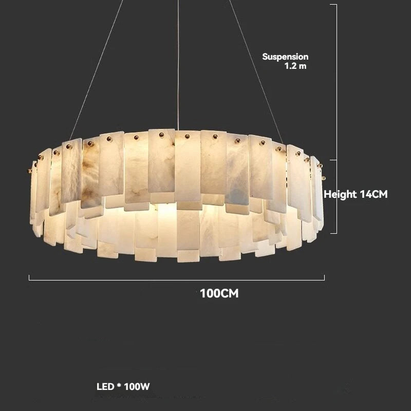 Lustre En Marbre Blanc Design Base G9 Cuivre Poli Suspension