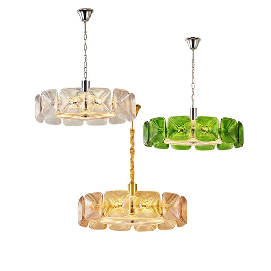 Lustre avec abat-jour verre - Style Vintage Retro