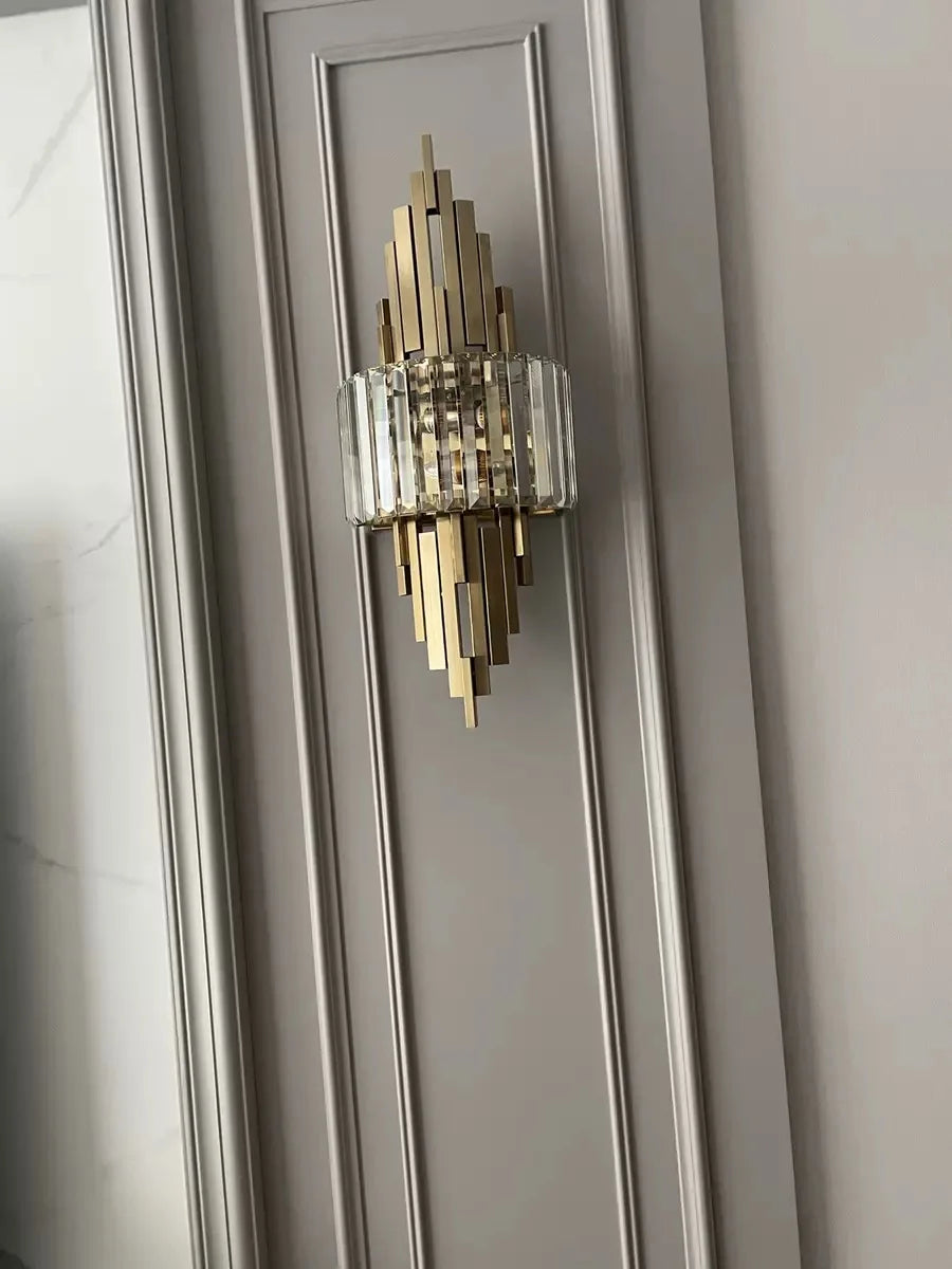 Applique Murale Art Déco Or Et Verre Cristal E14 Élégante
