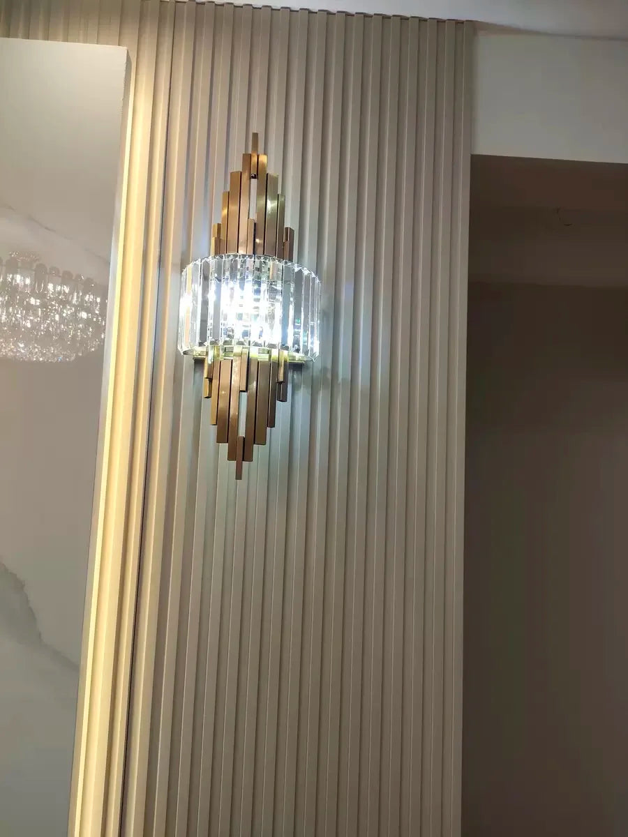 Applique Murale Art Déco Or Et Verre Cristal E14 Élégante
