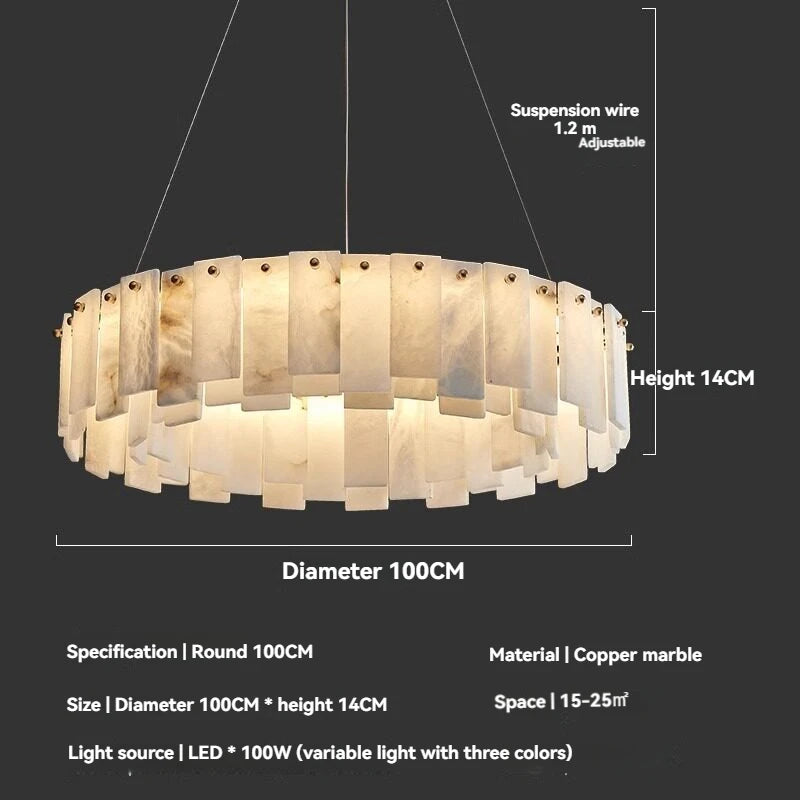 Lustre En Marbre Blanc Design Base G9 Cuivre Poli Suspension