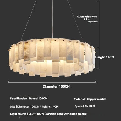 Lustre En Marbre Blanc Design Base G9 Cuivre Poli Suspension