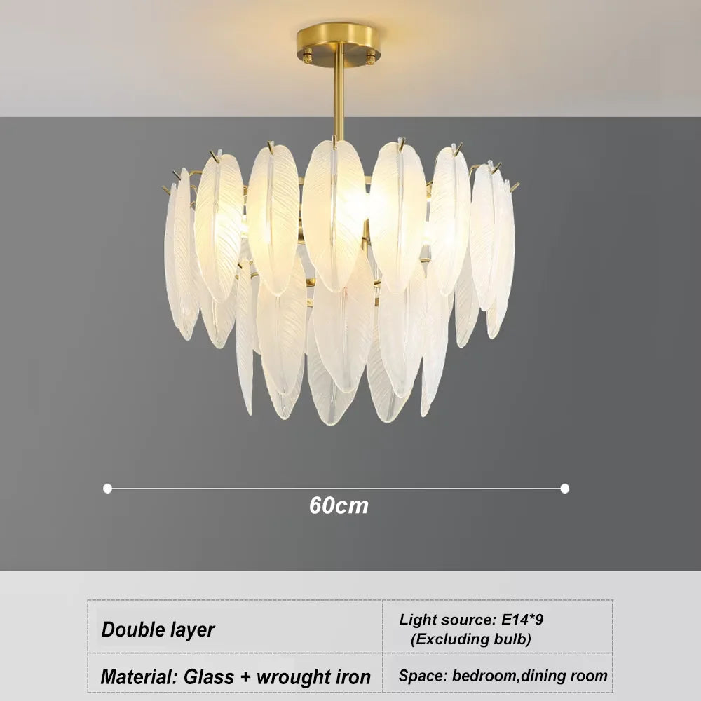 Lustre Plumes En Verre Blanc