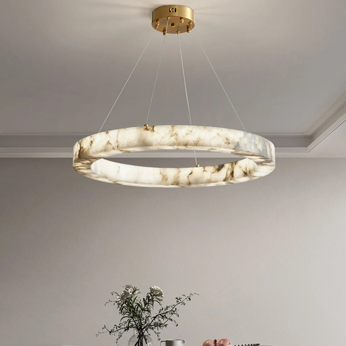 Suspension Anneaux LED Marbre