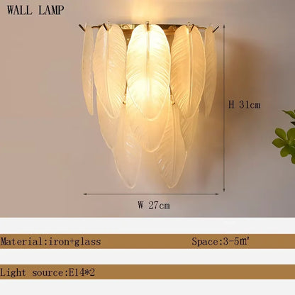 Lustre Plumes En Verre Blanc