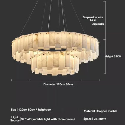 Lustre En Marbre Blanc Design Base G9 Cuivre Poli Suspension